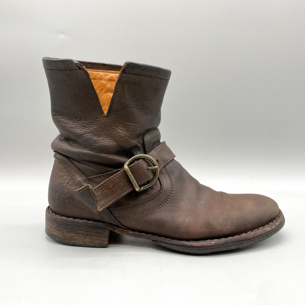 Fiorentini Baker Womens 38 Eli Moto Boots Brown Leather Distressed Biker Rugged